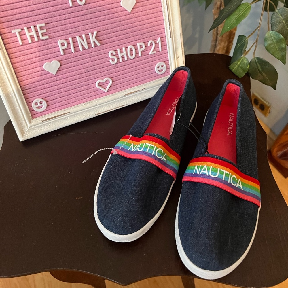 💗💗 NWT!! Nautica Denim Rainbow Sumory Girls Shoes - Picture 1 of 5